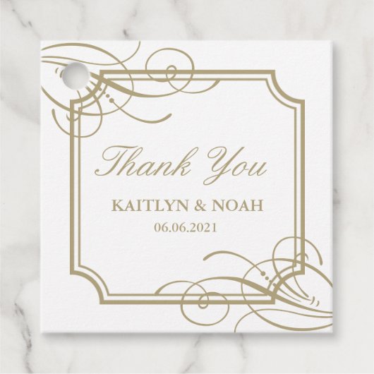 クラシック金ゴールドフレームラグジュアリー結婚ズサンキュー フェイバータグ (正面)