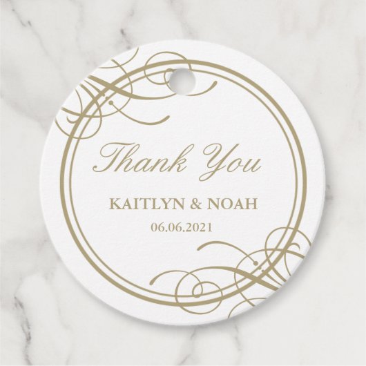 クラシック金ゴールドフレームラグジュアリー結婚ズサンキュー フェイバータグ (正面)