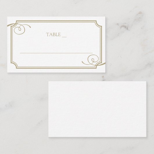 クラシック金ゴールドフレームラグジュアリー結婚ズ プレイスカード (正面/裏面)