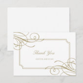 クラシック金ゴールドフレーム&詳細ラグジュアリー結婚ズ サンキューカード (正面/裏面)