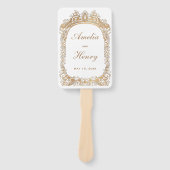 クラシック金ゴールドフレ縁どーム結婚白 ハンドファン (正面)