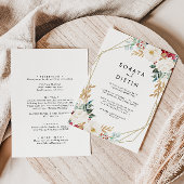 クラシック金ゴールドフローラバック&フロントフォーマル結婚ズ 招待状