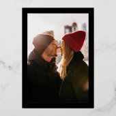 クラシック金ゴールドフローラリース結婚写真 箔招待状 (裏面)