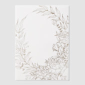 クラシック金ゴールドフローラ結婚リースオーバーレイ ベラム紙招待状 (正面)