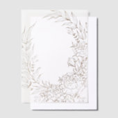 クラシック金ゴールドフローラ結婚リースオーバーレイ ベラム紙招待状 (オフセット)