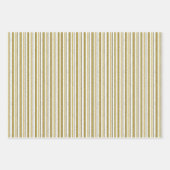 クラシック金ゴールドブラウンストライププロフェッショナルフラット ラッピングペーパーシート (正面2)
