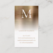 クラシック金ゴールドブラシ仕上げ金属モノグラムスタイリッシュスクリプト 名刺 (裏面)