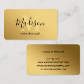 クラシック金ゴールドブラシ仕上げ金属モノグラムスタイリッシュスクリプト 名刺 (正面/裏面)