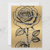 クラシック金ゴールドブラックバラ結婚式招待状 招待状 (正面)