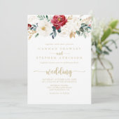 クラシック金ゴールドブルゴーニュフローラフロント&バック結婚ズ 招待状 (スタンド正面)