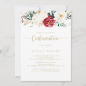 クラシック金ゴールドブルゴーニュ白フローラ確認 招待状 (正面)