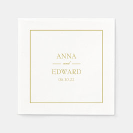 クラシック金ゴールドブロック新郎新婦のナ結婚プキンス スタンダードカクテルナプキン