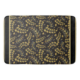 クラシック金ゴールドブロンズ葉オンブラック バスマット