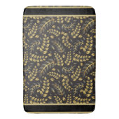 クラシック金ゴールドブロンズ葉オンブラック バスマット (正面縦)