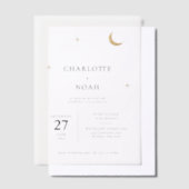 クラシック金ゴールドムーンスターズ結婚 ベラム紙招待状 (オフセット)