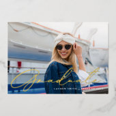 クラシック金ゴールドモダン書道卒業会 箔招待状 (正面)