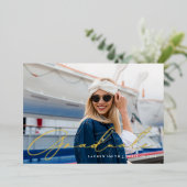 クラシック金ゴールドモダン書道卒業会 箔招待状 (立ち正面)