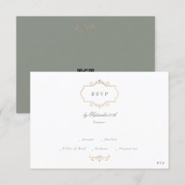 クラシック金ゴールドモノグラムウェブサイトQRコードバックセージ 出欠カード