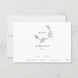 クラシック金ゴールドモノグラムウェブサイトQRコードバック結婚ズ 出欠カード