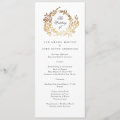 クラシック金ゴールドモノグラム植物株結婚式 プログラム (正面)