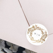 クラシック金ゴールドモノグラム植物株結婚式 ラウンドシール