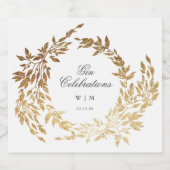 クラシック金ゴールドモノグラム植物株結婚式 リキュールボトルラベル (シングルラベル)