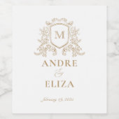 クラシック金ゴールドモノグラム食品飲料ラベルセット ワインラベル (シングルラベル)