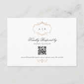 クラシック金ゴールドモノグラムQRコード結婚のウェブサイト 出欠カード (正面)