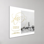クラシック金ゴールドラブシックタイポグラフィ結婚写真 箔ポスター (レイダウン)