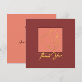 クラシック金ゴールドリーフエレガントパープルピンク サンキューカード