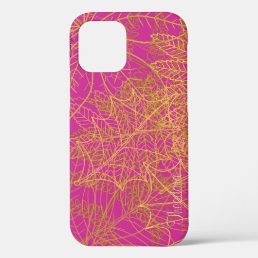 クラシック金ゴールドリーフ明るい赤紫色の背景 Case-Mate iPhoneケース (裏面)