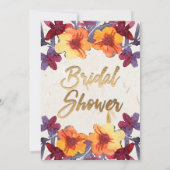 クラシック金ゴールドレッド&フローラブライダルシャワー招待 招待状 (裏面)