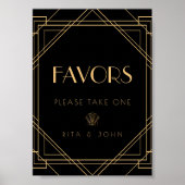 クラシック金ゴールドヴィンテージお気に入り結婚のテーブル記号 ポスター (正面)