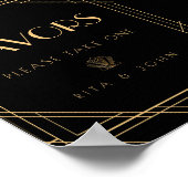 クラシック金ゴールドヴィンテージお気に入り結婚のテーブル記号 ポスター (角)