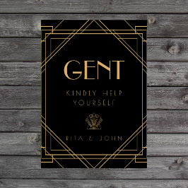 クラシック金ゴールドヴィンテージガントバスルーム結婚ズサイン 台座サイン