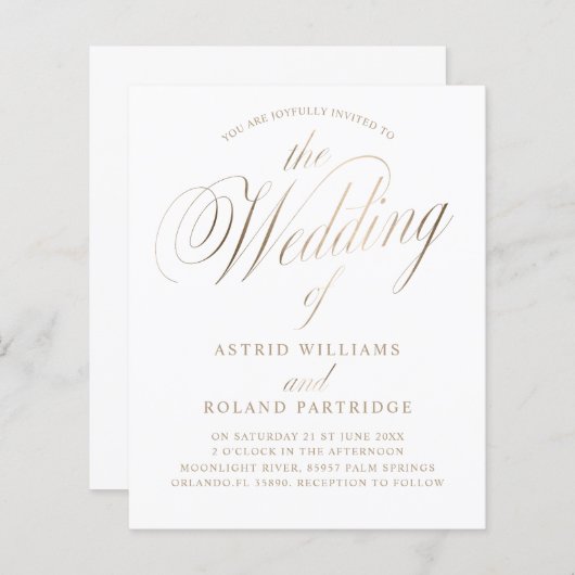 クラシック金ゴールド予算とホワイトスクリプ結婚ト (正面/裏面)