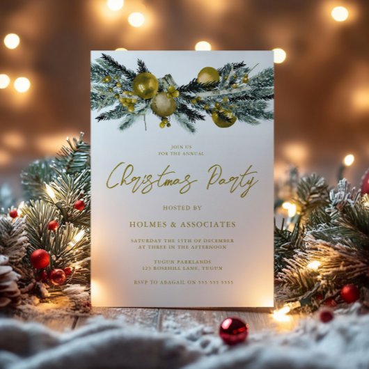 クラシック金ゴールド事務企業の所クリスマスパーティー 招待状