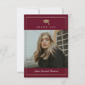 クラシック金ゴールド写真の卒業 サンキューカード (正面)