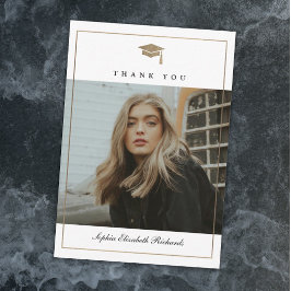 クラシック金ゴールド写真の卒業 サンキューカード