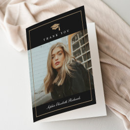 クラシック金ゴールド写真の卒業 サンキューカード