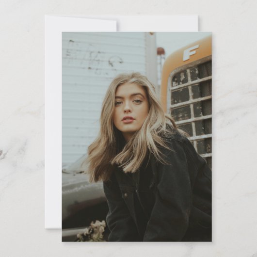 クラシック金ゴールド写真の卒業 案内状 (裏面)