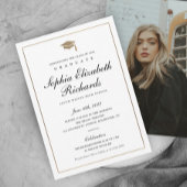 クラシック金ゴールド写真の卒業 案内状