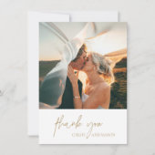 クラシック金ゴールド写真エレガントな結婚式 サンキューカード (正面)