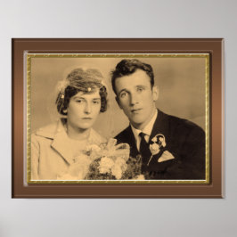 クラシック金ゴールド写真付き木縁どカスタム枠 ポスター