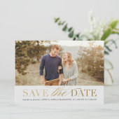 クラシック金ゴールド写真保存日 招待状 (スタンド正面)