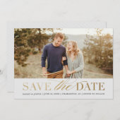 クラシック金ゴールド写真保存日 招待状 (正面/裏面)