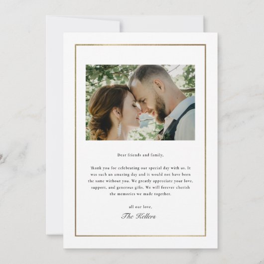 クラシック金ゴールド写結婚真 サンキューカード (裏面)