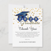 クラシック金ゴールド卒業写真 サンキューカード (正面)