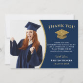 クラシック金ゴールド大学院写真卒業 サンキューカード (正面)