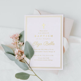 クラシック金ゴールド宗教バプテスマ&《キリスト教》洗礼式や命名式 箔招待状